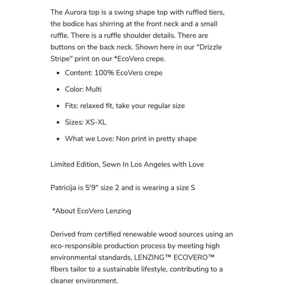 Corey Lynn Calter Aurora Top Drizzle Stripe Ruffle Flutter Sleeve Women’s XS - Picture 14 of 14